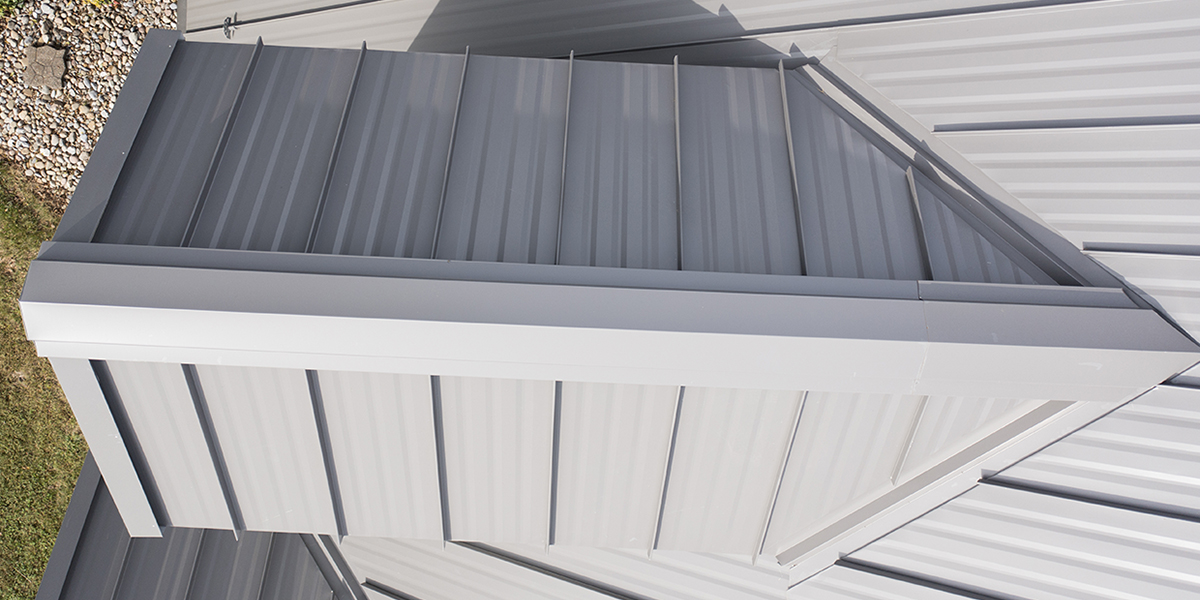 Central Snap metal roofing panels viewed from above