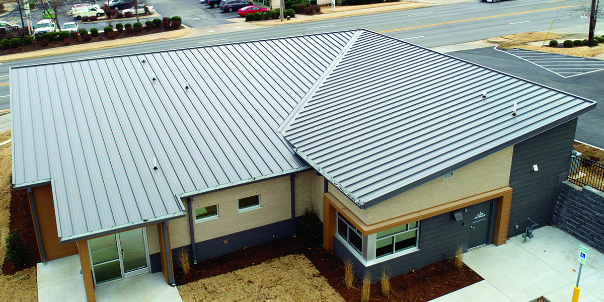Central Span metal roof on a building viewed from above