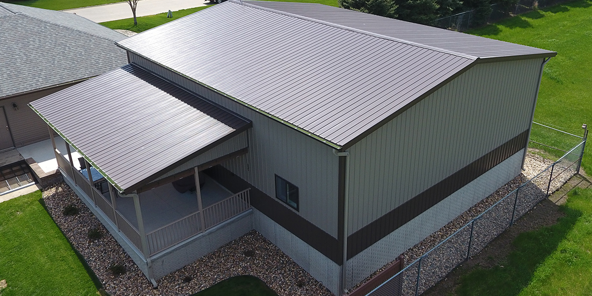 Panel-Loc Plus metal roof and siding on a building with a covered porch